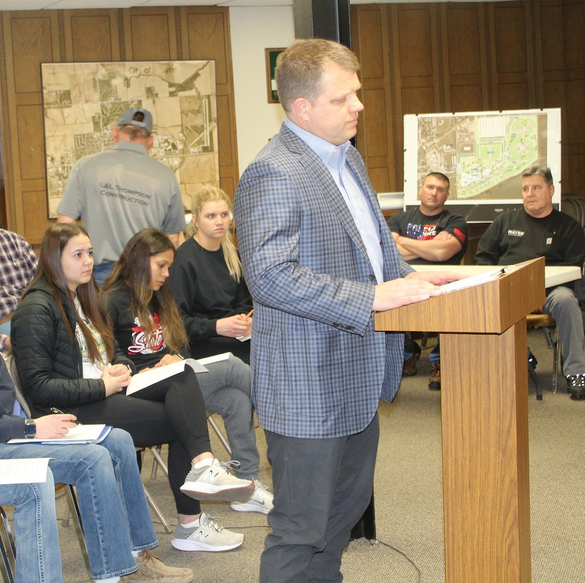 Andy Forney with DA Davidson spoke to the Wayne City Council on the benefits of issuing $7.5 million in bonds for various improvement projects in the city of Wayne.
