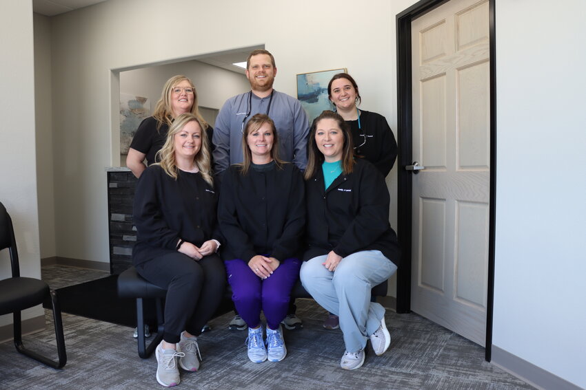 The Family First Dental team of the Wayne branch includes (front) Mashala Brockmann, Amy Matthies and Angela Sievers. (back) Wendi Bunn, Dr. Mitchell Knudsen and Mollie Miller.