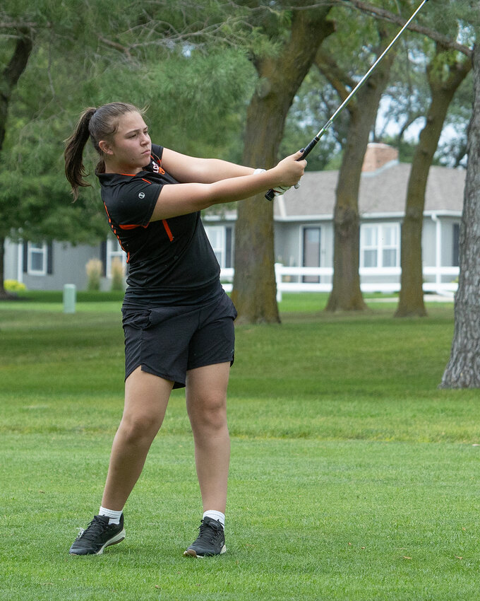 Skylar Swanson of LCC shot a 108 to share low honors for her team during the Wayne Invitational.