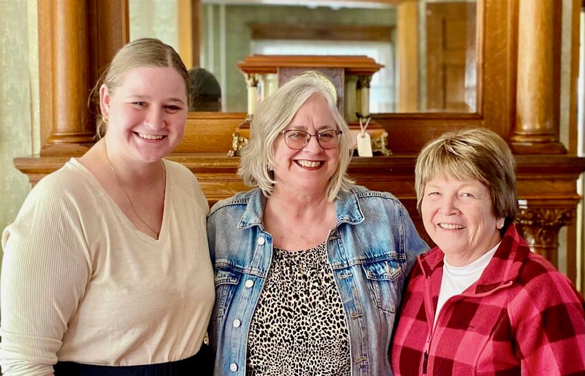 Pictured within the historic Wayne County Museum are the Wayne county historical Society officers for 2024. They include, (left) Rachel Kunz, Elizabeth King and Marlene Broer.
