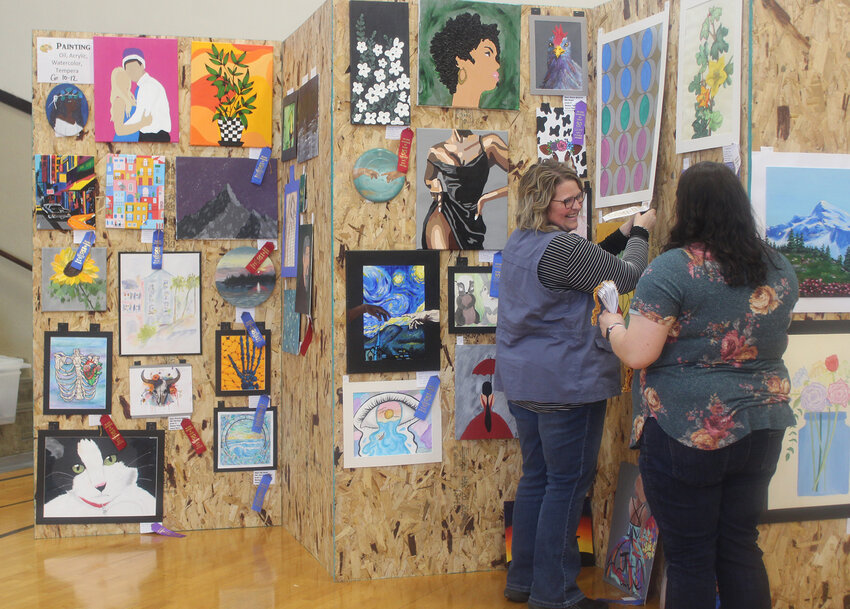 A wide range of artwork is on display at the Wayne City Auditorium.
