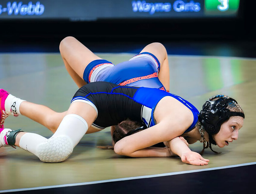 Wayne's Essynce Owens-Webb advanced to the semifinals following wins on Tuesday at the State Wrestling Championships in Omaha. (Photo by NE Wrestling)