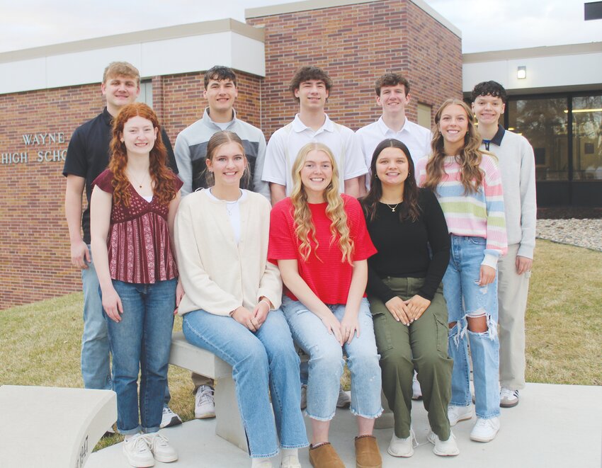Prom candidates at Wayne High School include (front) Norah Armstrong, Amelia Legler, Rylin Hall, Taytem Ellis and Olivia Mrsny. (back) Kaden Keller, Calvin Ankeny, Zander Liston, Colson Nelsen and Ceilus Ibarra. Prom festivities will take place on Saturday, March 29.