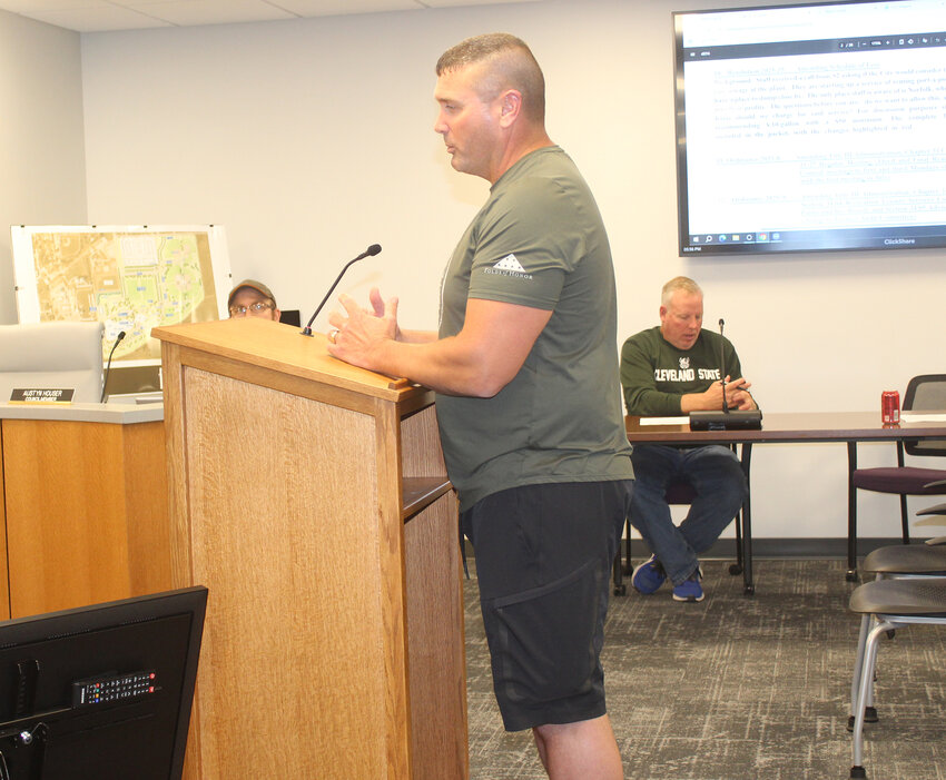 Water/Wastewater Superintendent Casey Junck spoke to the council on a proposal to add dumping charges for raw sewage to city fees.
