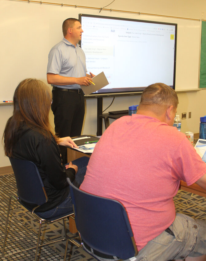 Wayne America Inc. Executive Director spoke to the board members during Monday's Board of Education meeting.
