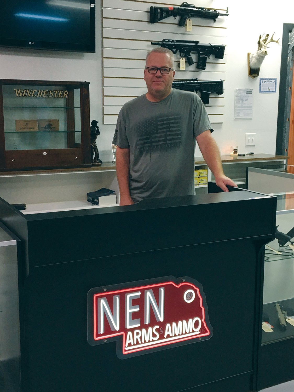 Jim Lehmkuhl recently open NEN Arms & Ammo on Main Street in Wakefield.