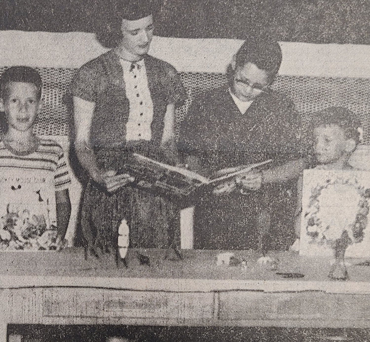 Robert Longwell (center) with Librarian Bonnadell Fredrickson. Other winners in the
summer reading club were Tom McDermott (left) who placed second; Susan Jo Berry,
Randolph, who placed fourth, and Rose Ann Templemeyer (not pictured) who placed third. Aug. 3, 1961