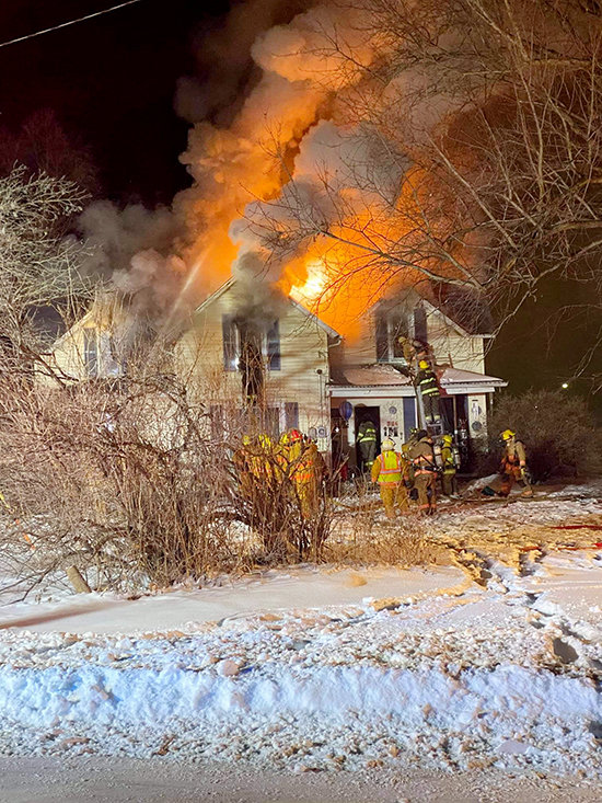 A fire on New Year's Day destroyed a home on West First Street in Wakefield. (Photo by Sadie Miller).