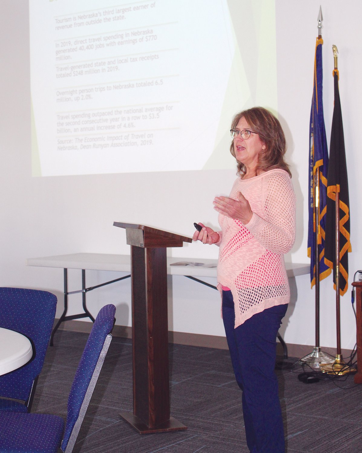 Karen Kollars with the Nebraska Tourism Council gave insights on how to use tourism to provide extra income in agriculture.