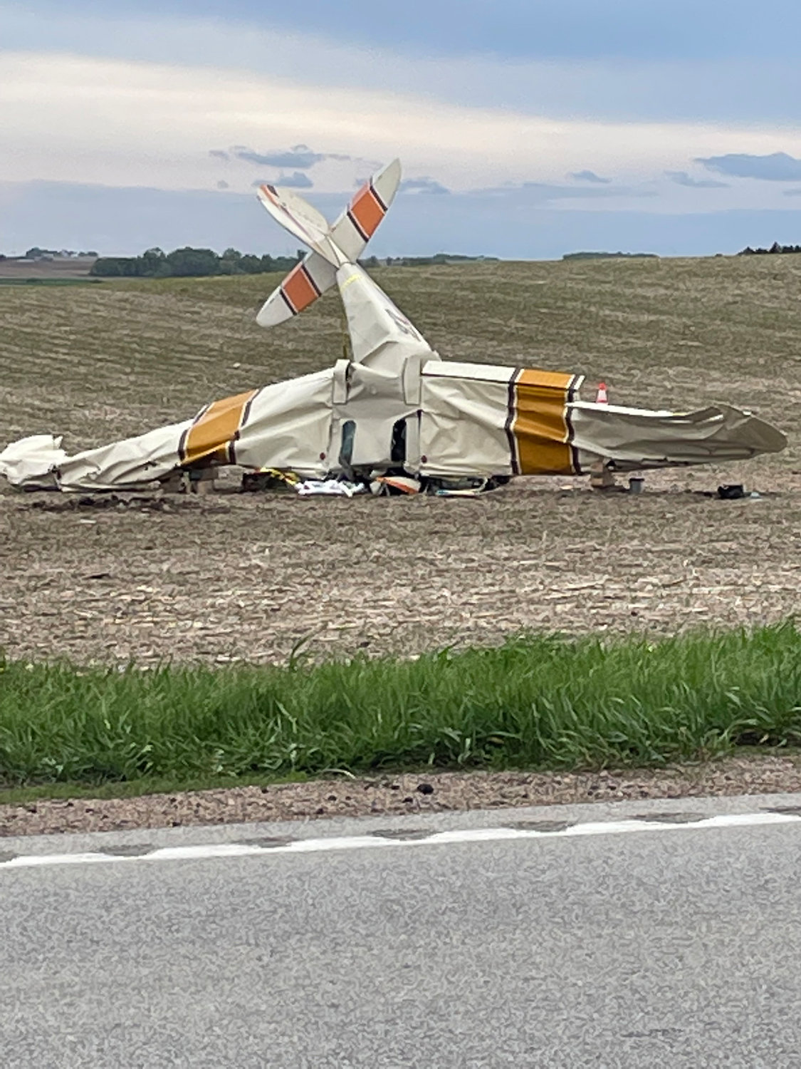 The pilot of this plane died when the the plane crashed in a field just east of the Wayne Airport on Friday evening.