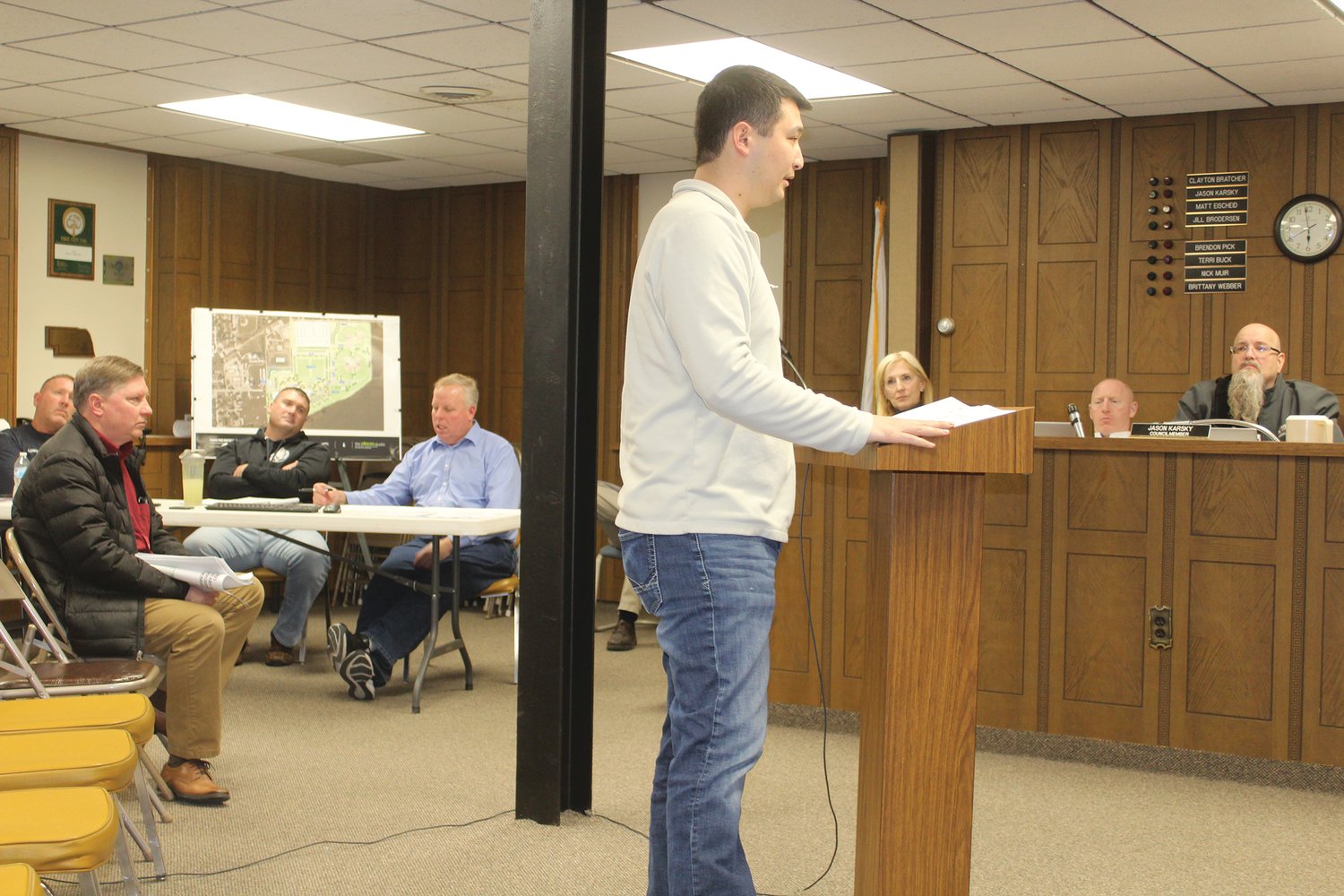 Matthew Smith with Olsson, the engineer for the Prairie Park Project described the plan for the area during Tuesday's City Council meeting.