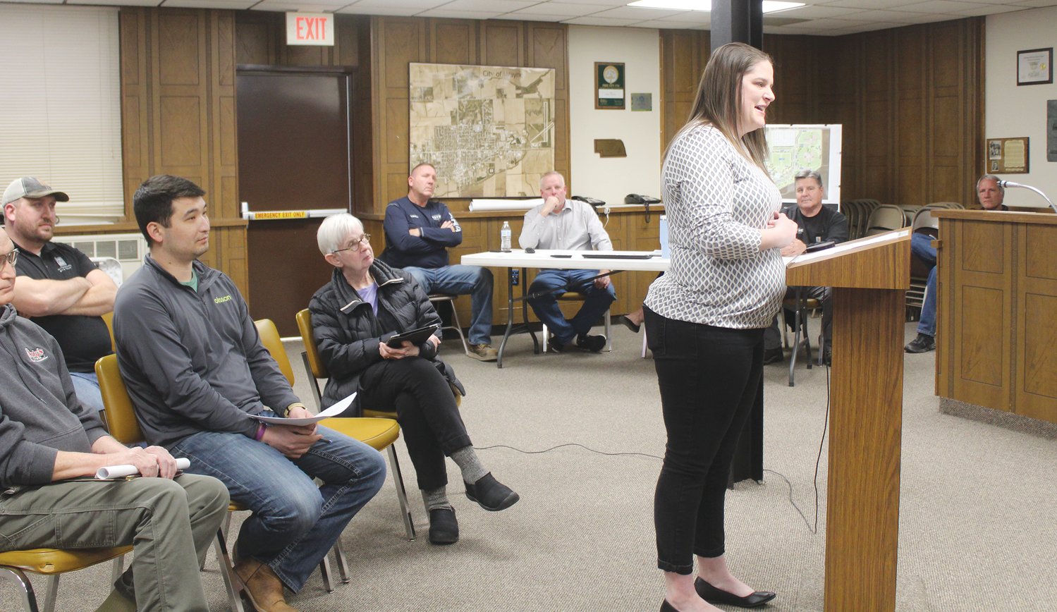 Katelyn Broders discussed her plans for a flower and gift shop during Tuesday's meeting of the Wayne City Council.