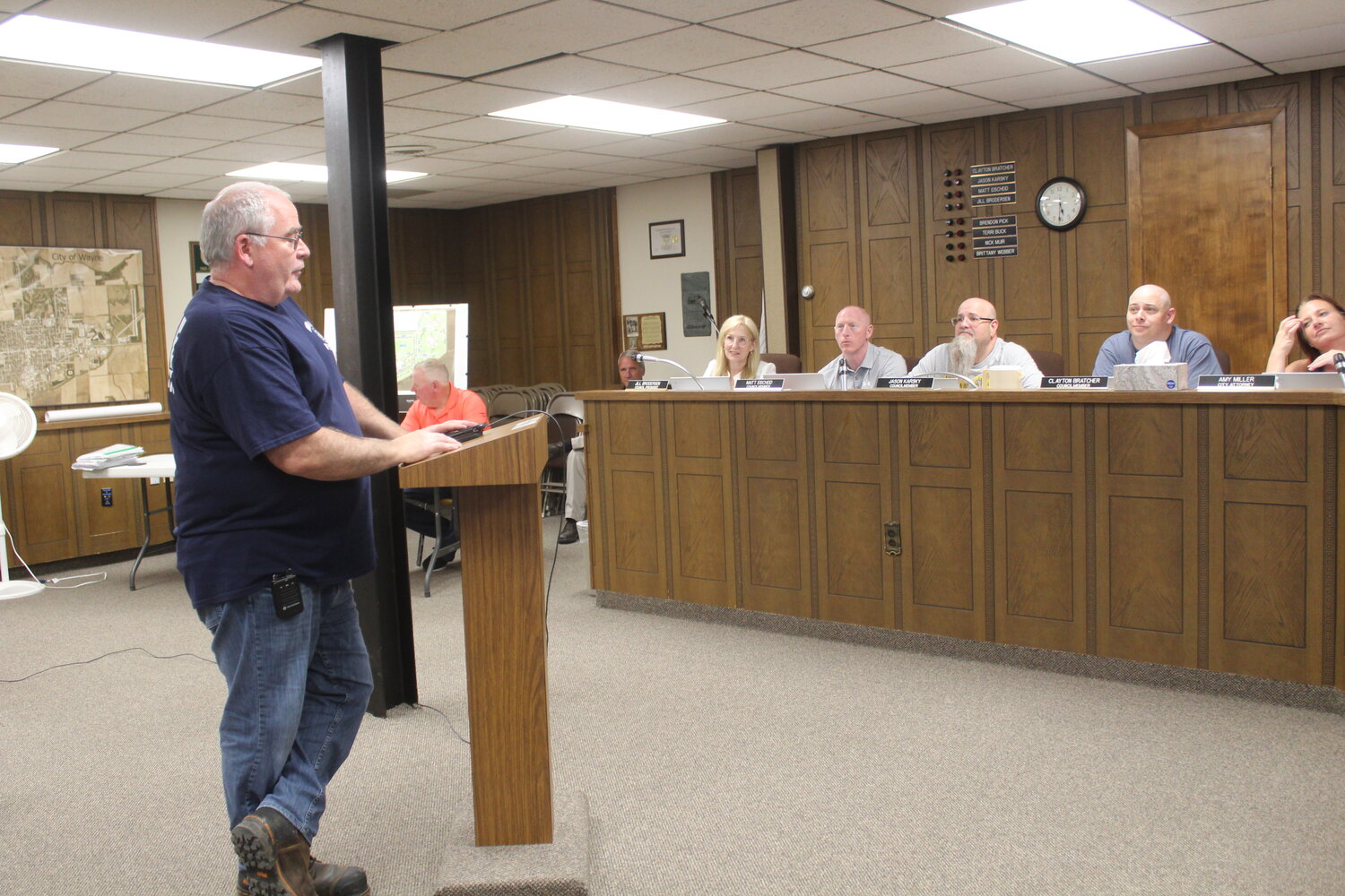 Phil Monahan spoke to the council on Tuesday. He was re-appointed as Fire Chief for the Wayne Volunteer Fire Department. This is his 12th year in this position.